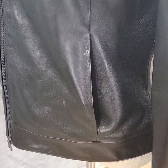 Wilson's Pelle Studio Black Soft Leather Moto Jacket Zip-Up Women's SZ L - Picture 7 of 10